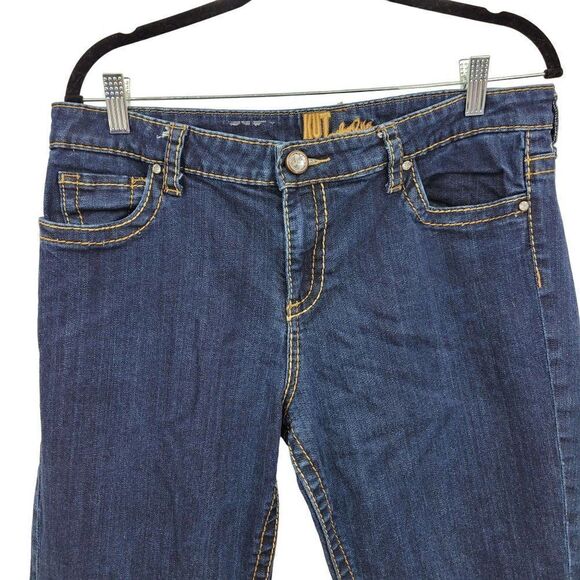 Kut from the Kloth Jeans 14 Dark Wash High-rise Stretch Contrast Stitching Bling - Picture 7 of 17